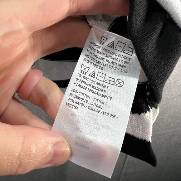 Belle by Kim Gravel Nautical Striped 3/4 Sleeve Sweater Black/White, XX-Small - Picture 8 of 8